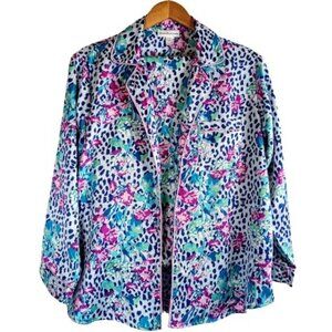 Miss Elaine Animal Print Floral Pajama Set